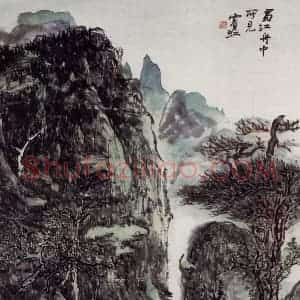 黄宾虹《蜀江舟中所见》国画山水作品图片赏析