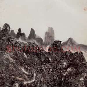 黄宾虹《岭云初晴》国画山水作品图片赏析