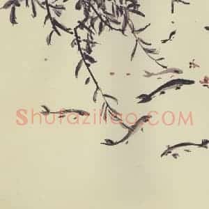 近现代 张大千《游鱼唼食》国画花鸟作品图片赏析