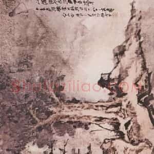 近现代 张大千《古木悬泉》国画山水作品图片赏析