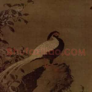 明代 林良《山茶白羽图轴》国画花鸟作品图片赏析