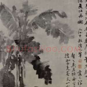 明代 徐渭《牡丹蕉石图轴》国画花鸟作品图片赏析