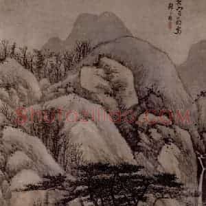 清代 邹喆《松林僧话图轴》国画综合作品图片赏析