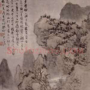 清代 髡残《苍山结茅图轴》国画综合作品图片赏析