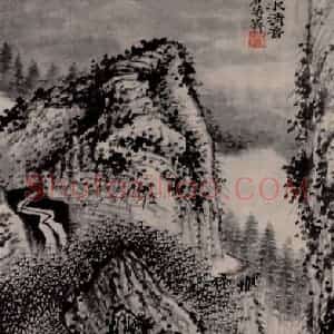 清代 原济《山水清音图轴》国画山水作品图片赏析