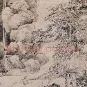 元代 倪瓒《合作山水》国画山水作品图片赏析
