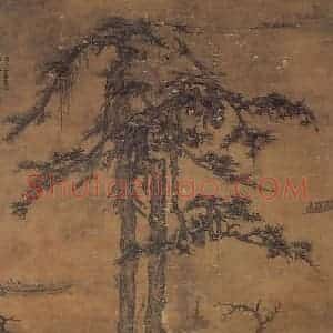 元代 王渊《松亭会友图》国画山水作品图片赏析