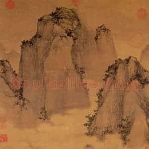 元代 盛懋《秋林高士图》国画山水作品图片赏析