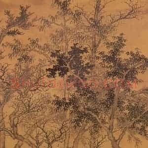 元代 盛懋《秋林高士图》国画山水作品图片赏析
