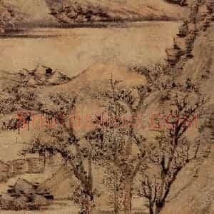 元代 倪瓒《雨后空林》国画山水作品图片赏析