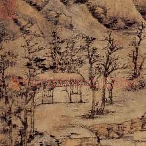 元代 倪瓒《雨后空林》国画山水作品图片赏析