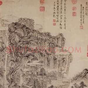 元代 王蒙《东山草堂图》国画山水作品图片赏析