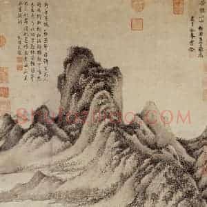 元代 王蒙《秋山草堂图》国画山水作品图片赏析