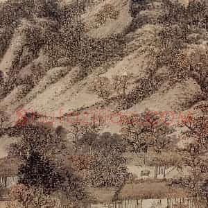 元代 王蒙《秋山草堂图》国画山水作品图片赏析