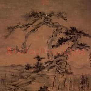 元代 吴镇《双松图》国画山水作品图片赏析