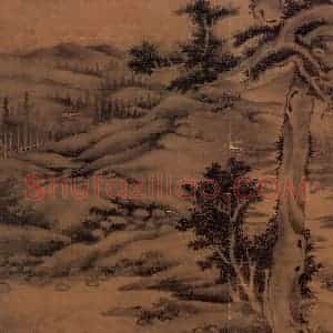 元代 吴镇《双松图》国画山水作品图片赏析