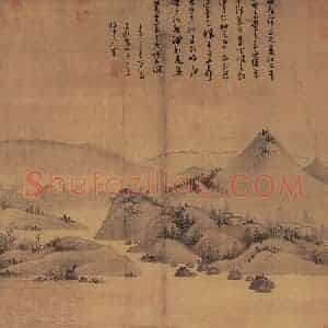 元代 吴镇《渔父图》国画山水作品图片赏析