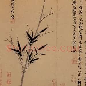 元代 吴镇《墨竹谱》国画花鸟作品图片赏析
