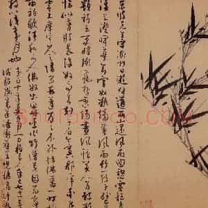 元代 吴镇《墨竹谱》国画花鸟作品图片赏析