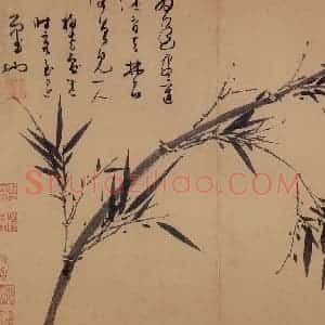 元代 吴镇《墨竹谱》国画花鸟作品图片赏析