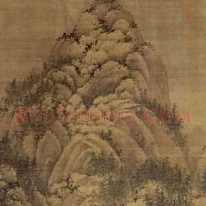 五代南唐 巨然《秋山问道图》国画山水作品图片赏析