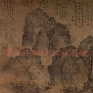 宋代 范宽《临流独坐图》国画山水作品图片赏析