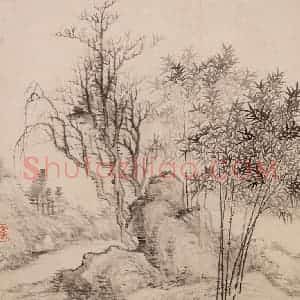 清代 恽寿平《仿古山水》国画山水作品图片赏析