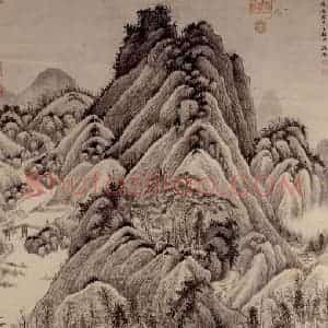 清代 吴历《仿吴镇山水》国画山水作品图片赏析