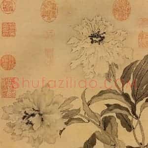 清代 蒋廷锡《墨牡丹》国画花鸟作品图片赏析