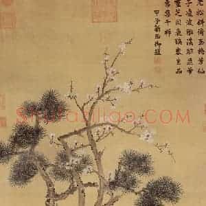 清代 蒋廷锡《岁朝图》国画花鸟作品图片赏析