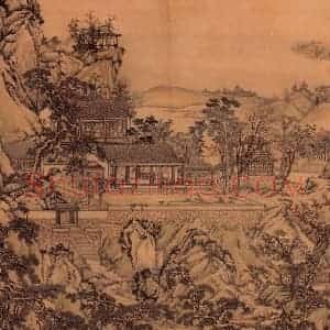 清代 孙祜《秋山楼阁》国画山水作品图片赏析