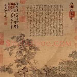 清代 丁鹳鹏《摹仇英西园雅集图》国画人物作品图片赏析