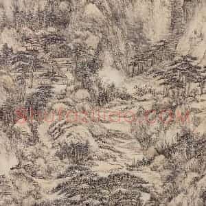 清代 王原祁《仿王蒙夏日山居图》国画山水作品图片赏析