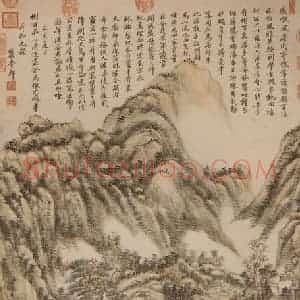 清代 王原祁《仿黄公望山水》国画山水作品图片赏析