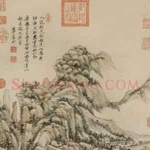 清代 王原祁《仿大痴虞山秋色》国画山水作品图片赏析