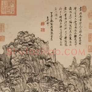 清代 王原祁《仿王蒙笔意》国画山水作品图片赏析
