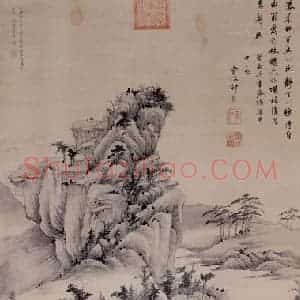 明代 程嘉燧《秋溪叠嶂》国画综合作品图片赏析