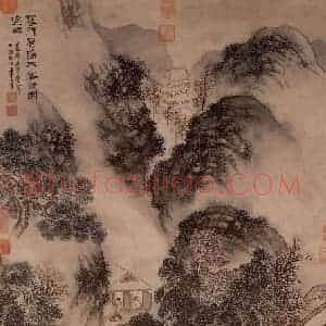 明代 李士达《关山风雨图》国画综合作品图片赏析