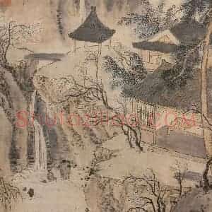 明代 尤求《书阁早梅》国画综合作品图片赏析