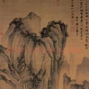 明代 唐寅《画山路松声》国画山水作品图片赏析
