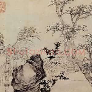 明代 唐寅《西洲画旧图》国画山水作品图片赏析