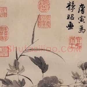 明代 唐寅《临水芙蓉图》国画花鸟作品图片赏析
