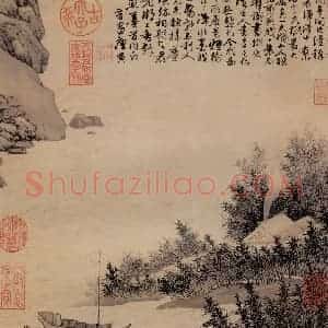 明代 唐寅《震泽烟树》国画山水作品图片赏析