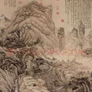 明代 沈周《庐山高》国画山水作品图片赏析