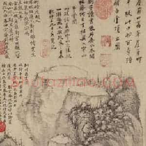明代 沈周《崇山修竹》国画山水作品图片赏析