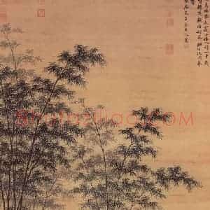 明代 沈周《芝鹤图》国画山水作品图片赏析