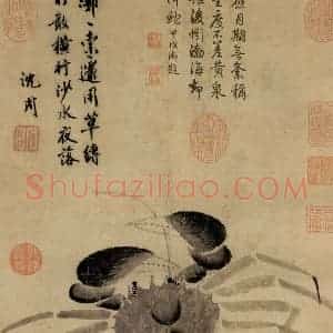 明代 沈周《画郭索图》国画花鸟作品图片赏析