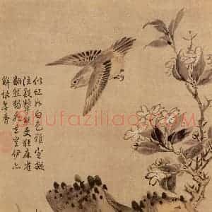 明代 蓝瑛《画花鸟》国画花鸟作品图片赏析