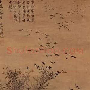 明代 蓝瑛《画花鸟》国画花鸟作品图片赏析