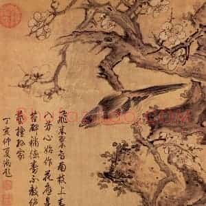 明代 蓝瑛《画花鸟》国画花鸟作品图片赏析